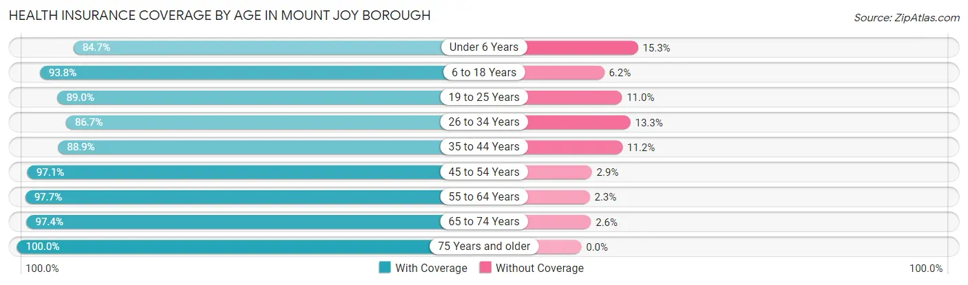 Health Insurance Coverage by Age in Mount Joy borough