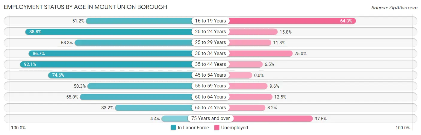 Employment Status by Age in Mount Union borough