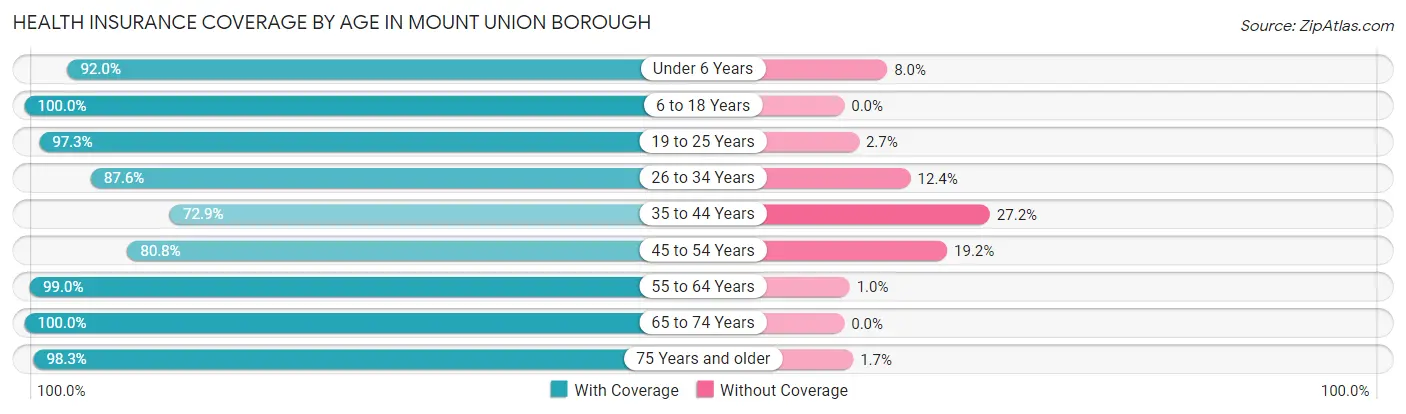 Health Insurance Coverage by Age in Mount Union borough