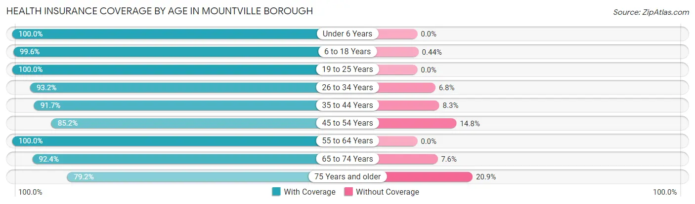 Health Insurance Coverage by Age in Mountville borough