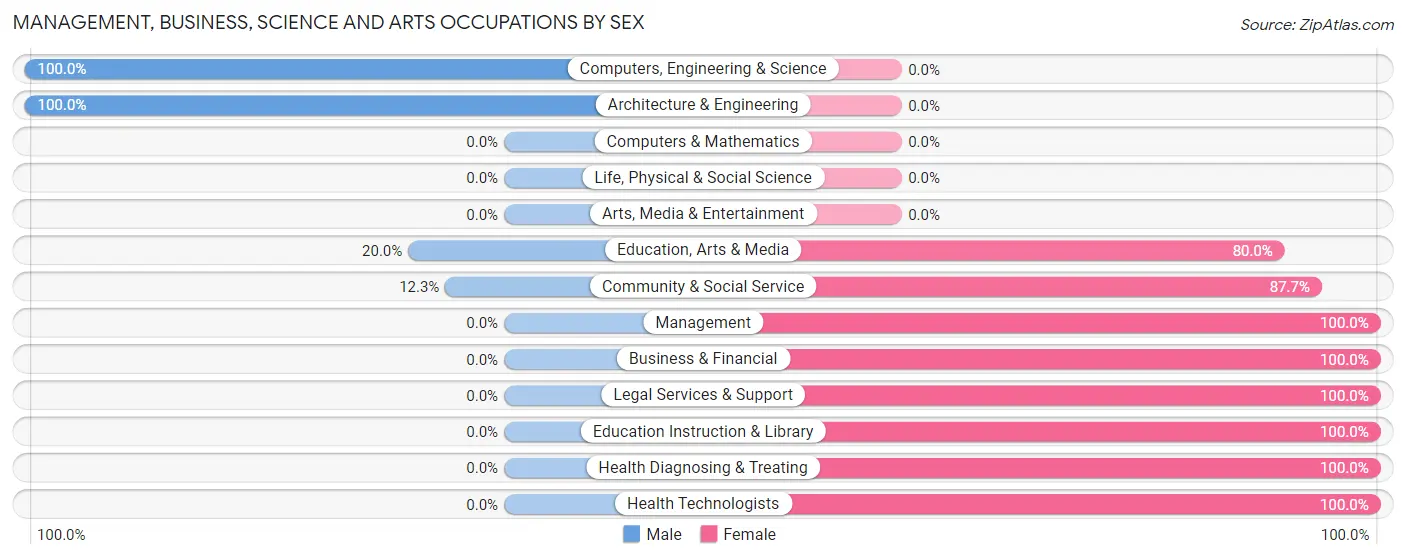 Management, Business, Science and Arts Occupations by Sex in Mundys Corner