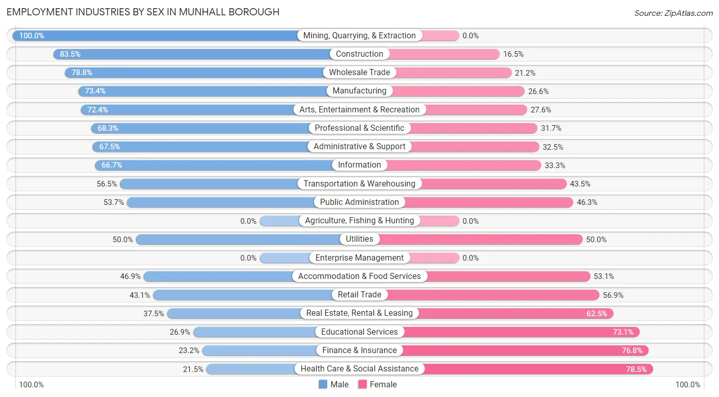 Employment Industries by Sex in Munhall borough