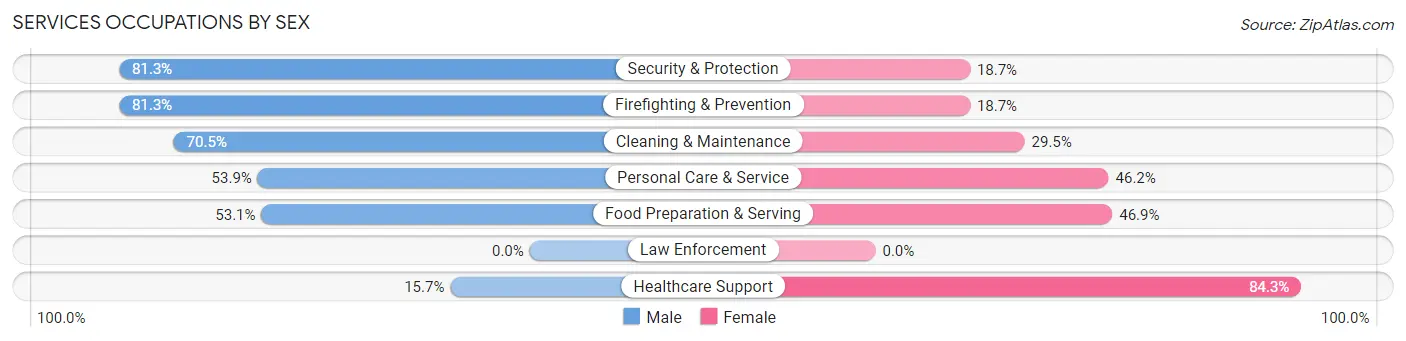 Services Occupations by Sex in Munhall borough
