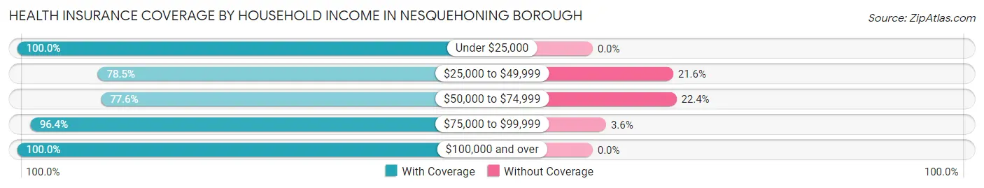 Health Insurance Coverage by Household Income in Nesquehoning borough