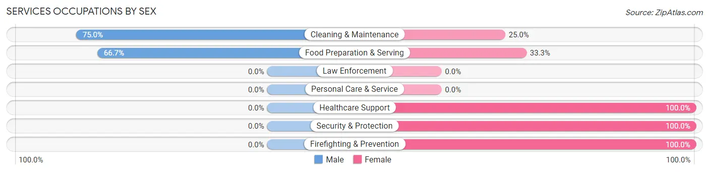 Services Occupations by Sex in New Albany borough