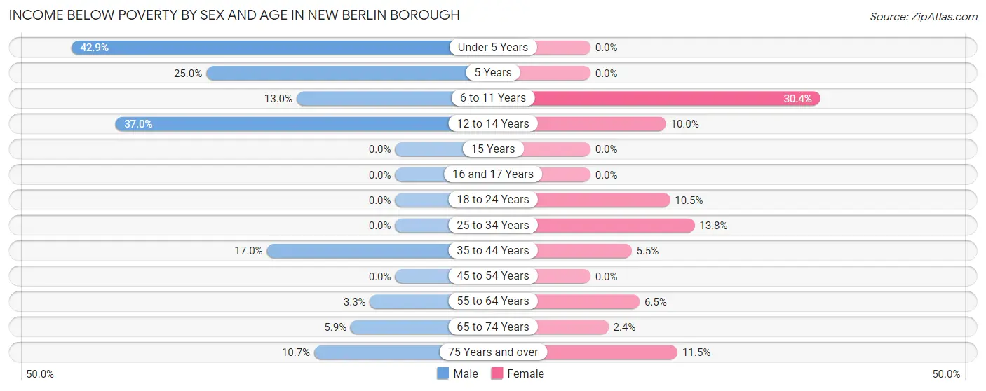 Income Below Poverty by Sex and Age in New Berlin borough