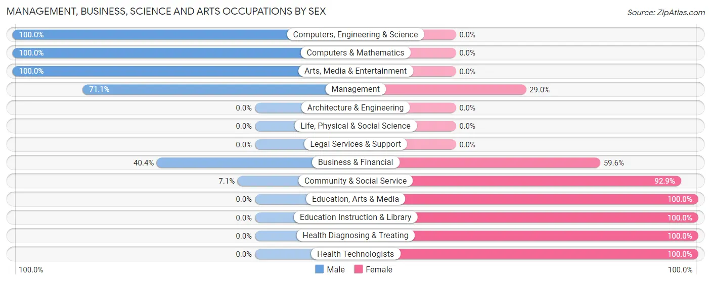 Management, Business, Science and Arts Occupations by Sex in New Castle Northwest