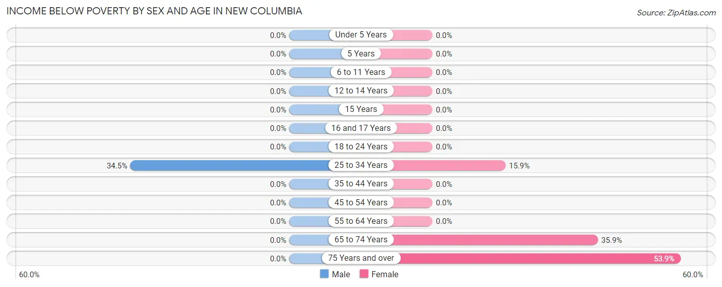 Income Below Poverty by Sex and Age in New Columbia