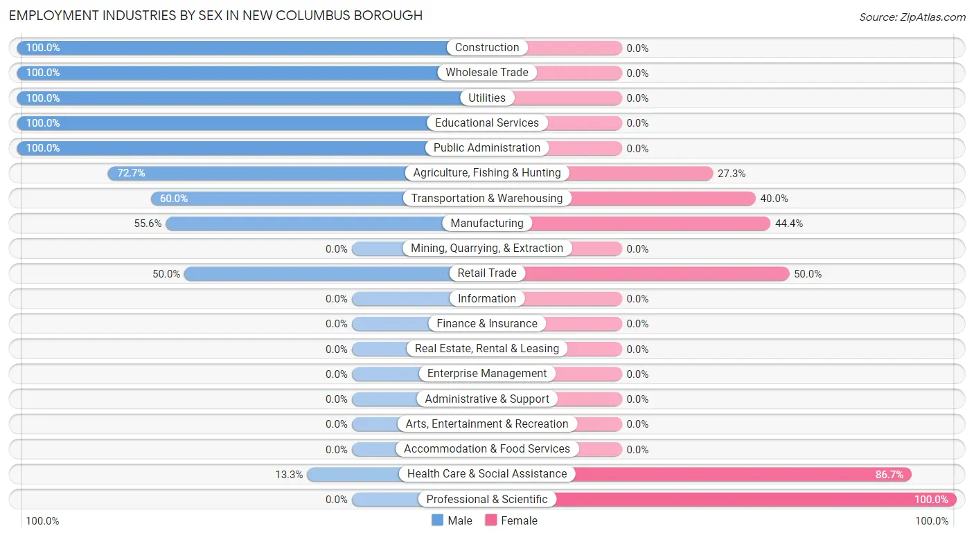 Employment Industries by Sex in New Columbus borough