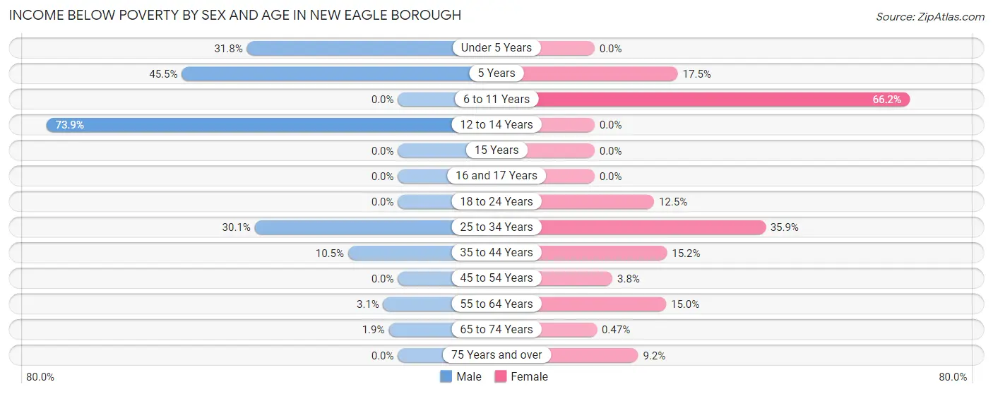 Income Below Poverty by Sex and Age in New Eagle borough