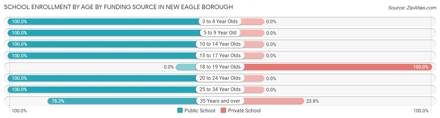 School Enrollment by Age by Funding Source in New Eagle borough