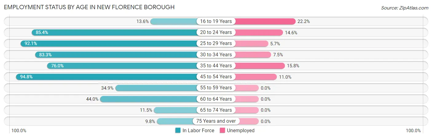 Employment Status by Age in New Florence borough