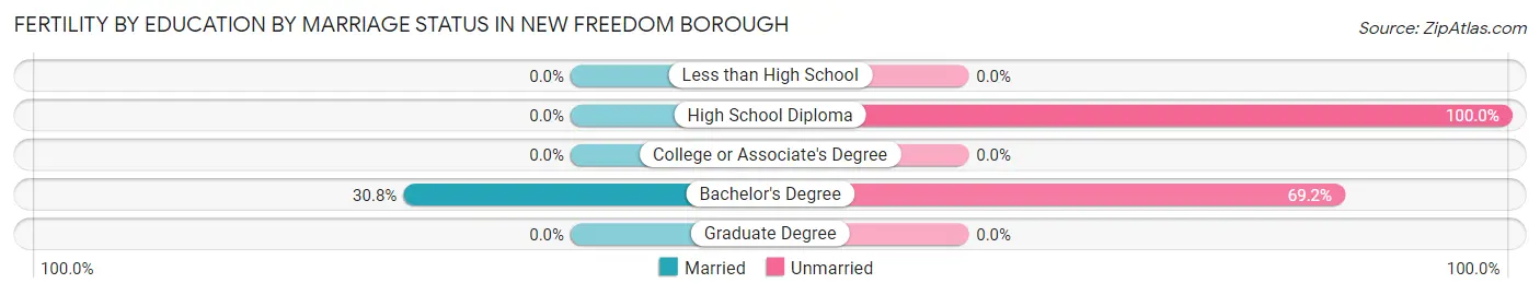 Female Fertility by Education by Marriage Status in New Freedom borough