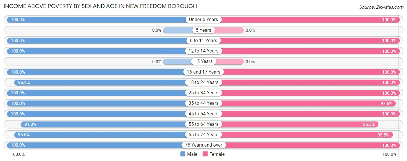 Income Above Poverty by Sex and Age in New Freedom borough