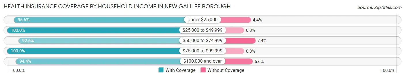 Health Insurance Coverage by Household Income in New Galilee borough