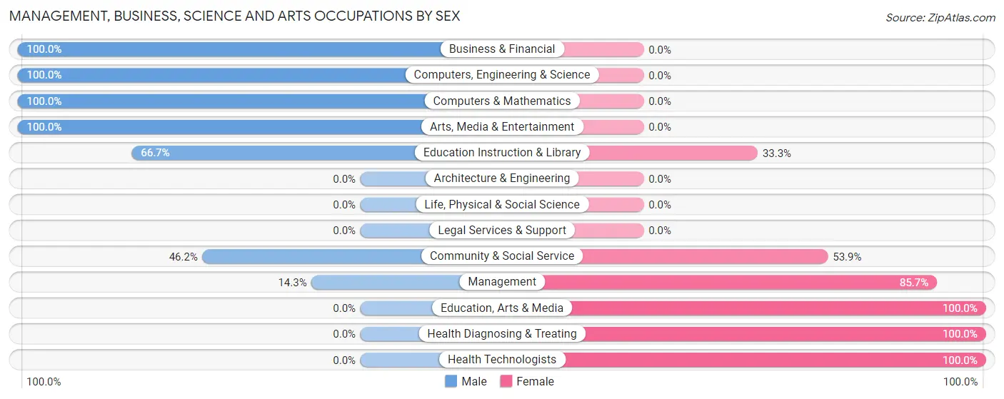 Management, Business, Science and Arts Occupations by Sex in New Galilee borough