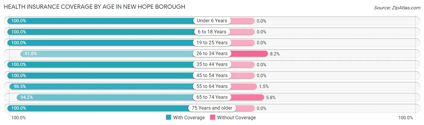 Health Insurance Coverage by Age in New Hope borough