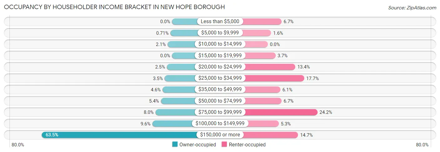 Occupancy by Householder Income Bracket in New Hope borough