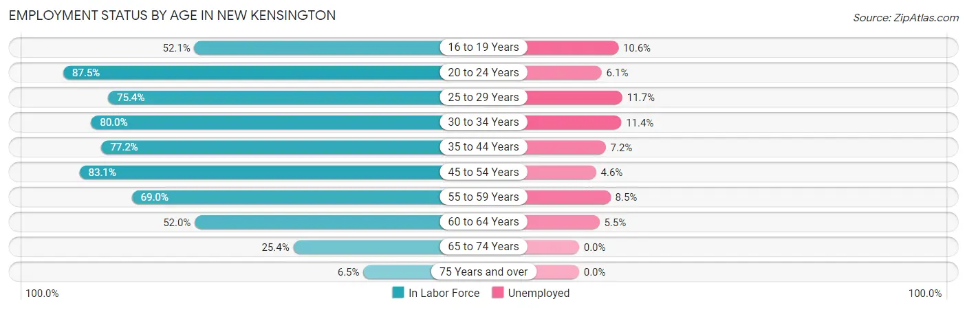 Employment Status by Age in New Kensington