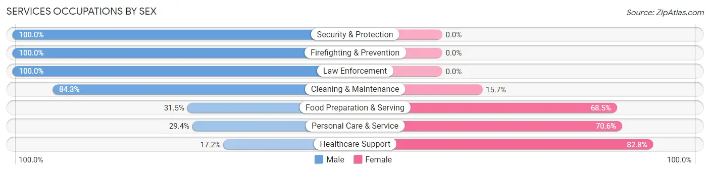 Services Occupations by Sex in New Kensington