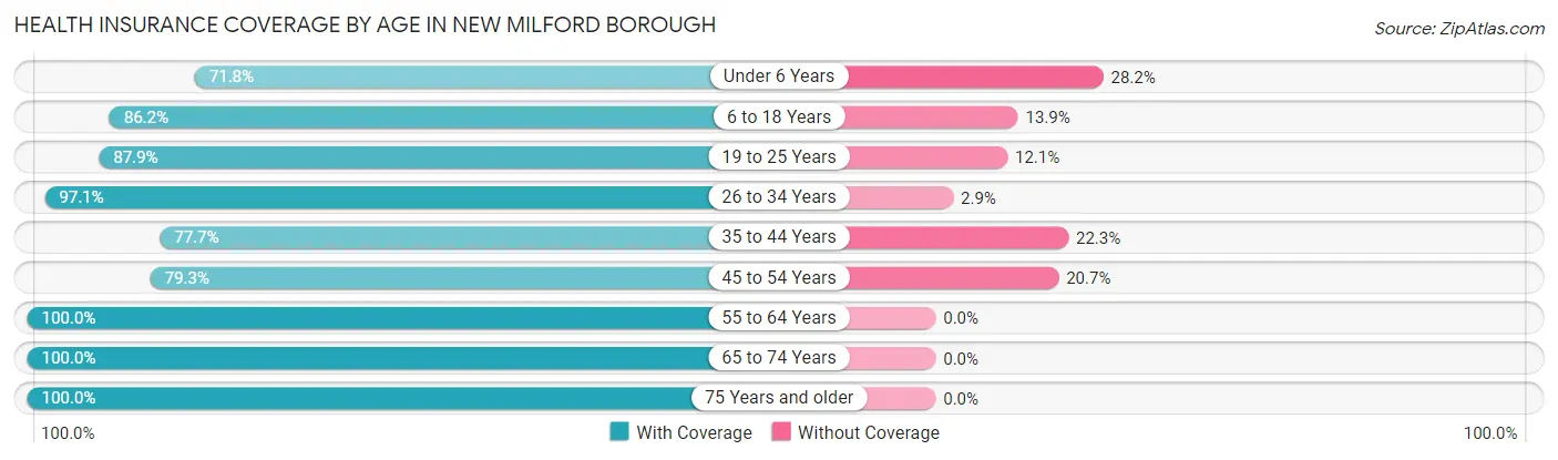 Health Insurance Coverage by Age in New Milford borough