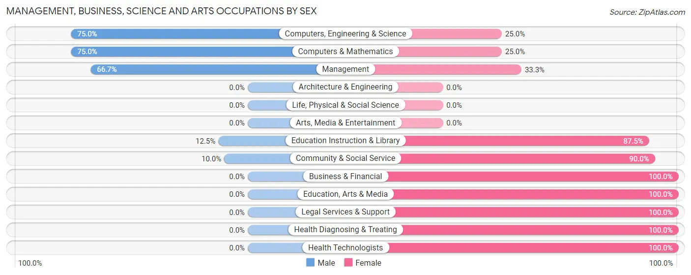 Management, Business, Science and Arts Occupations by Sex in New Paris borough