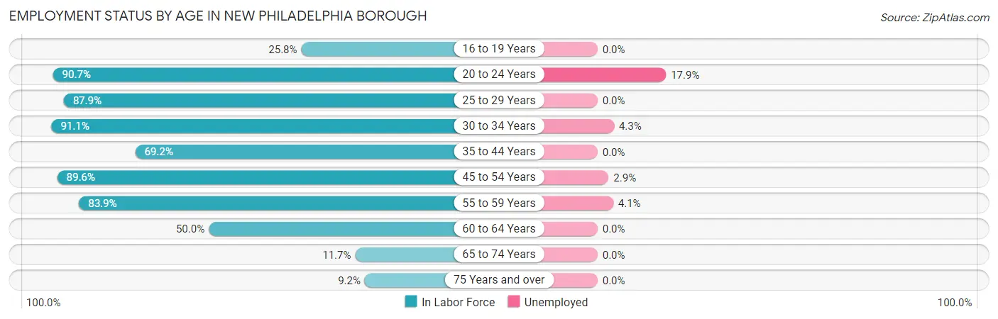 Employment Status by Age in New Philadelphia borough