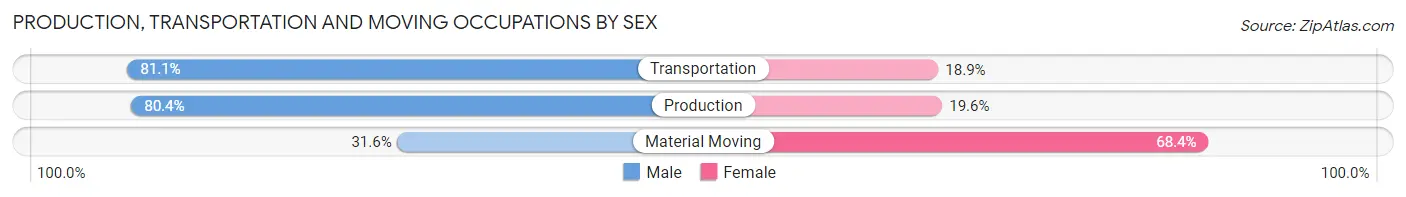 Production, Transportation and Moving Occupations by Sex in New Stanton borough