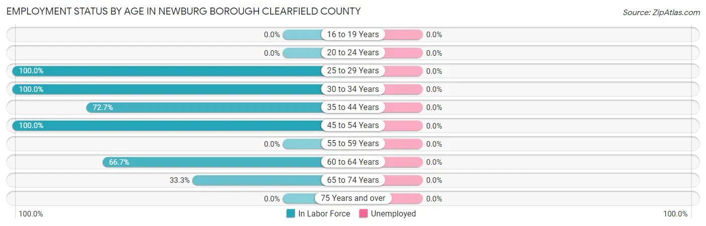 Employment Status by Age in Newburg borough Clearfield County