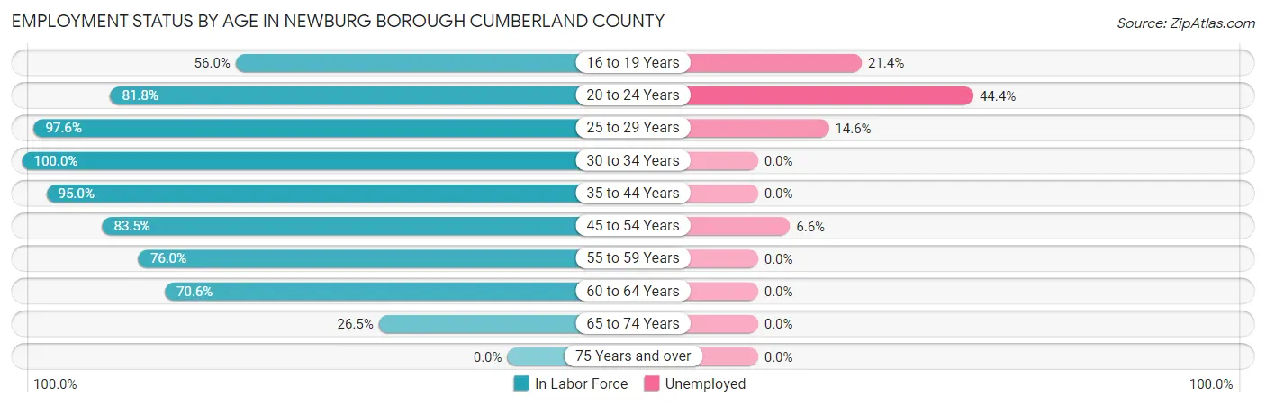 Employment Status by Age in Newburg borough Cumberland County