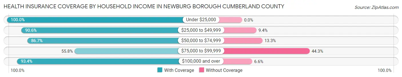 Health Insurance Coverage by Household Income in Newburg borough Cumberland County