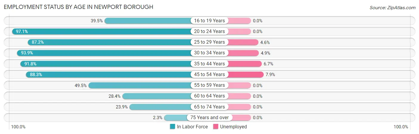 Employment Status by Age in Newport borough
