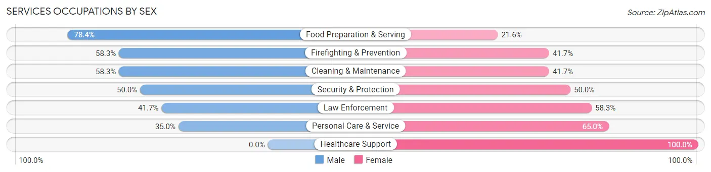 Services Occupations by Sex in Newtown borough