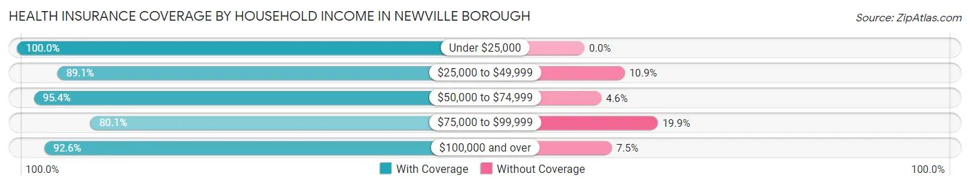 Health Insurance Coverage by Household Income in Newville borough