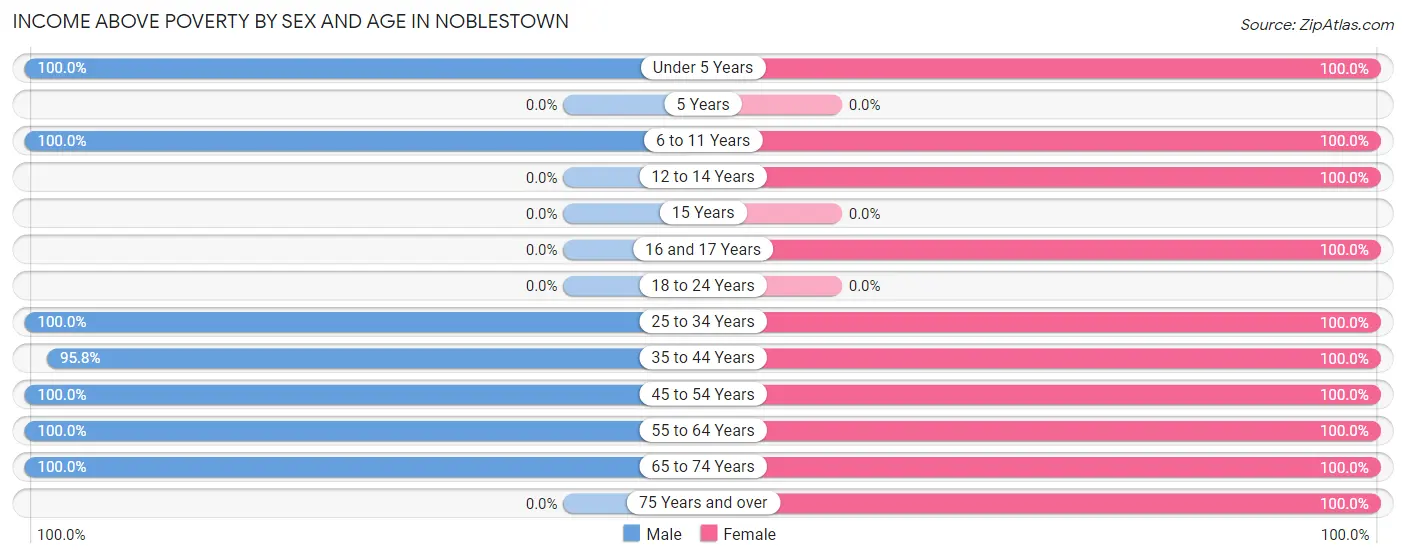 Income Above Poverty by Sex and Age in Noblestown