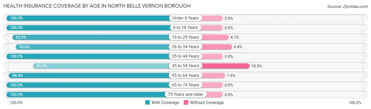 Health Insurance Coverage by Age in North Belle Vernon borough