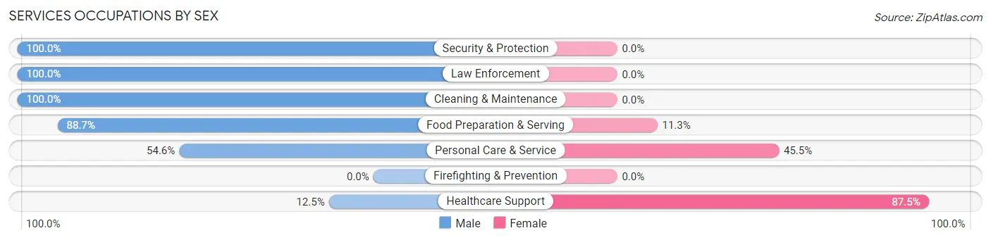 Services Occupations by Sex in North Belle Vernon borough