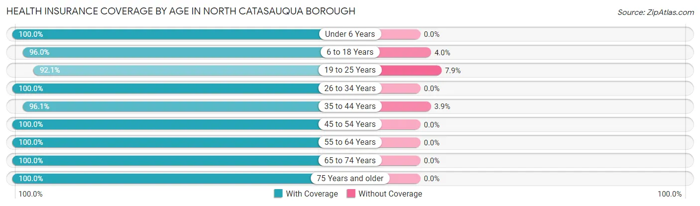 Health Insurance Coverage by Age in North Catasauqua borough