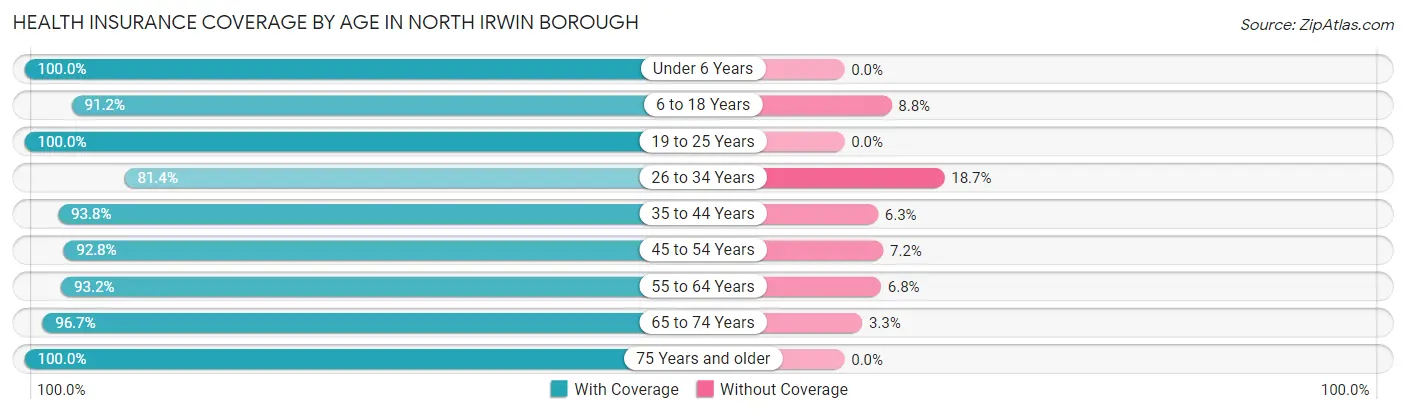 Health Insurance Coverage by Age in North Irwin borough