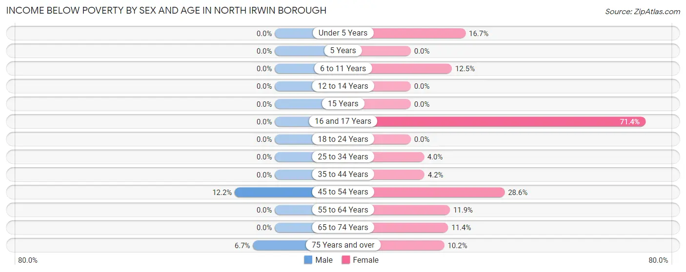 Income Below Poverty by Sex and Age in North Irwin borough