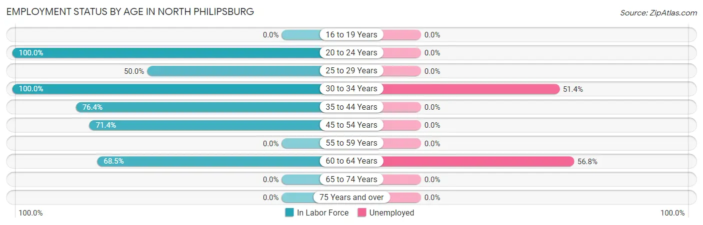 Employment Status by Age in North Philipsburg