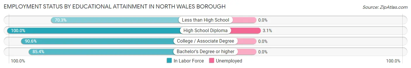 Employment Status by Educational Attainment in North Wales borough