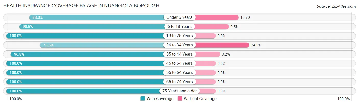 Health Insurance Coverage by Age in Nuangola borough