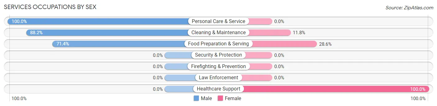Services Occupations by Sex in Nuangola borough