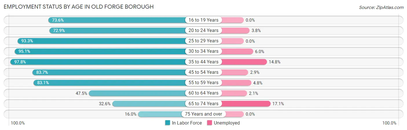 Employment Status by Age in Old Forge borough