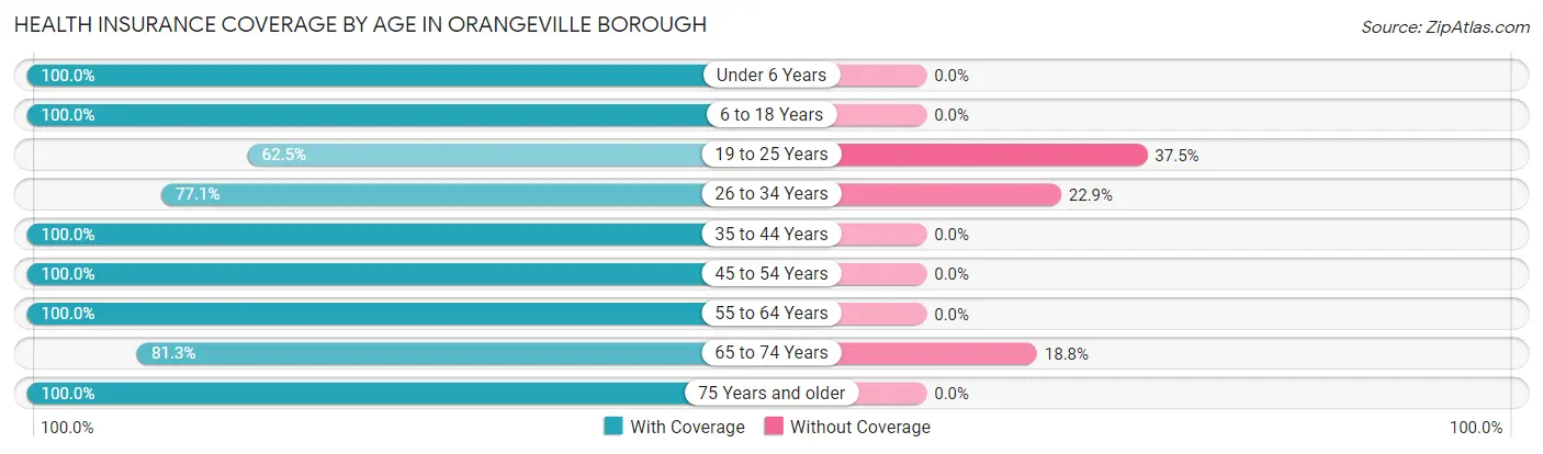 Health Insurance Coverage by Age in Orangeville borough