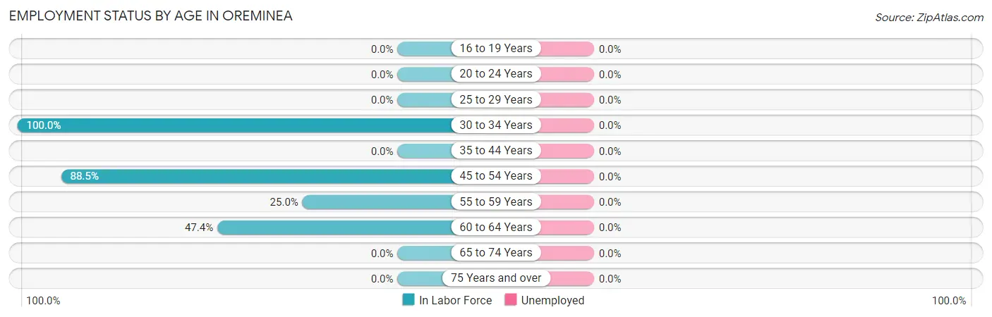 Employment Status by Age in Oreminea