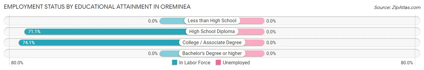 Employment Status by Educational Attainment in Oreminea