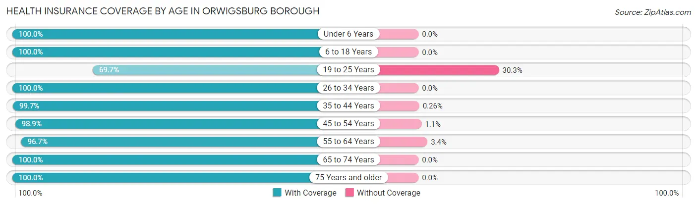 Health Insurance Coverage by Age in Orwigsburg borough