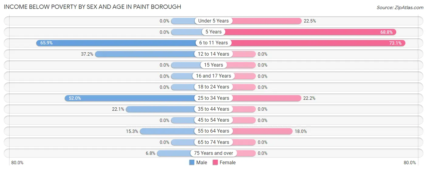 Income Below Poverty by Sex and Age in Paint borough